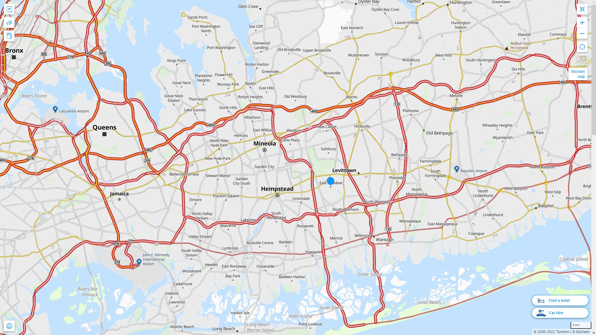 East Meadow New York Highway and Road Map
